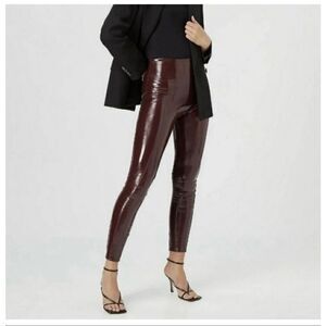 NWT Spanx Faux Leather High-Rise Leggings Size Small – Burgundy
